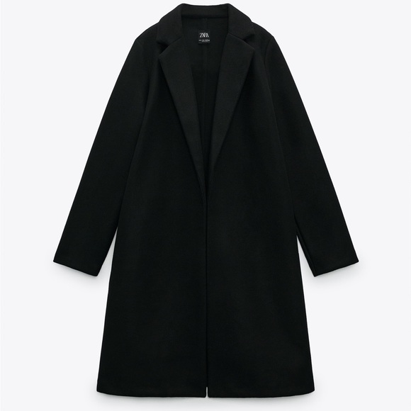 Zara Lapel Collar Coat Size Small Black - Picture 3 of 5